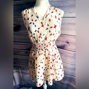 Theory women’s dress 4th of July sundress white red and blue with pockets size M